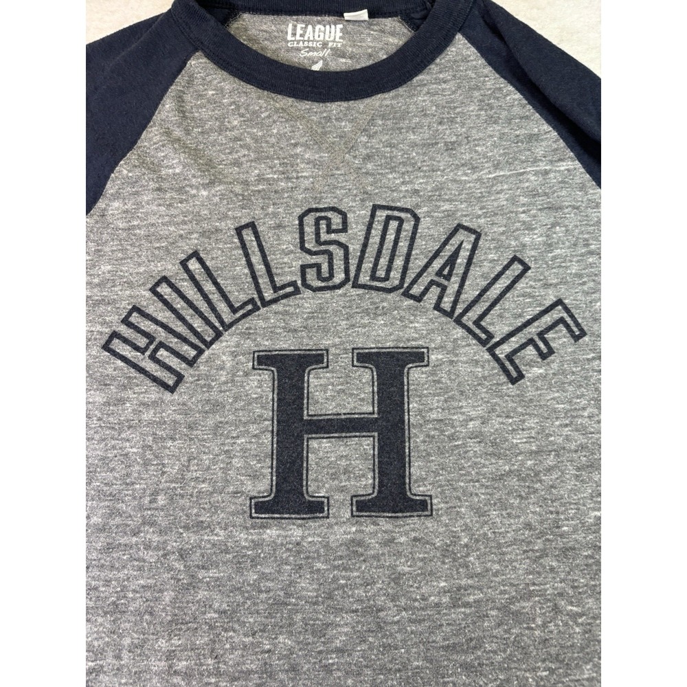 Hillsdale College Long Sleeve T-Shirt Sz S Gray/Navy League Classic Fit Athletic